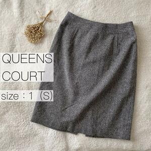 QUEENS COURT クイーンズコート　ひざ上タイトスカート レディース　１　S グレー　オフィス　フォーマル　上品