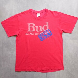 80s 90s VINTAGE Budweiser バドワイザー アメリカ製 ビンテージ プリント Tシャツ L シングルステッチ ヴィンテージ ビール 企業 USA製