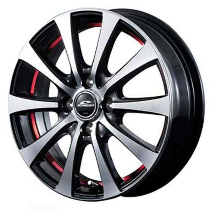 業販品 TOYO PROXES CF3 155/65R14 SCHNEIDER RX-01 ブラック/レッド 14インチ 5.5J+38 4H-100 4本