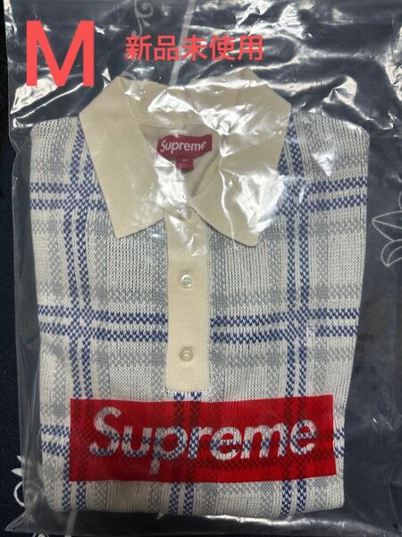 Supreme Plaid Knit S/S Polo "White"