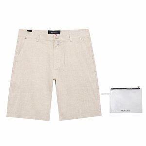 KITON キトン メンズ ショートパンツ リネン　ハーフパンツ スラックス XL ベージュ ボトムス ズボン ショーツ 麻綿 ビジネス フォマール