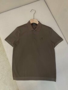 Loro Piana　ロロピアーナ メンズ ポロシャツ 半袖Tシャツ 50サイズ ブラウン　綿 紳士服 夏物　ロゴ刺繍