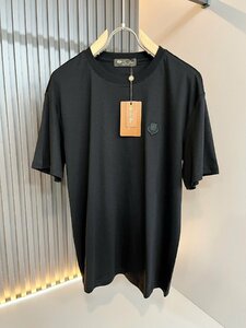 Loro Piana　ロロピアーナ メンズ半袖Tシャツ 3XLサイズ　ブラック　丸首　綿　トップス カットソー　クルーネック　紳士服 夏物　無地