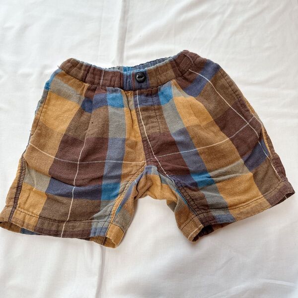 エフオーキッズ チェック ダブルガーゼ ハーフパンツ ショートパンツ 100