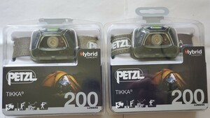 未開封品ペツルPETZLティカTIKKA Headlamp ヘッドランプ2個セット最大200ルーメンE93AAB緑色 単3電池3本orCORE充電電池#登山歩散歩災害救助