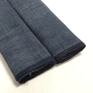 [ era cloth ] Indigo dyeing tree cotton plain 2 sheets total approximately 410cm cloth old cloth old . antique remake material A-977