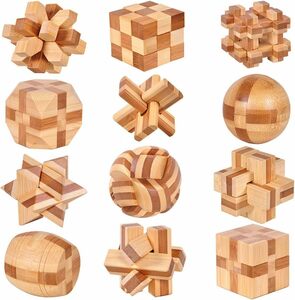 Chonor 脳の体操 IQテスト 3D 木製 パズルおもちゃ 12個 セットブレインマインドティーザーパズル大人＆子供向けギフト