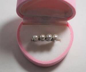 * unused Showa Retro K14Wg baby pearl ring size 10