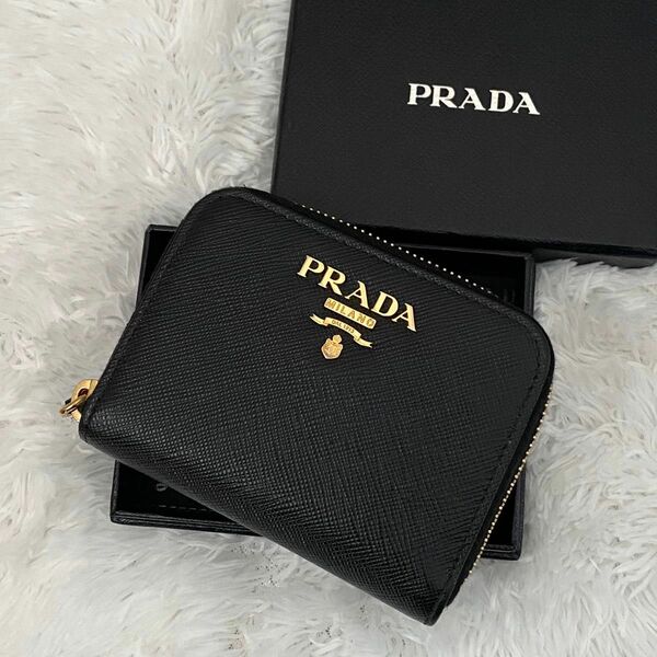 ★未使用級★PRADA プラダ サフィアーノ ラウンドファスナー 財布 RFID ICチップ 現行 コインケース 