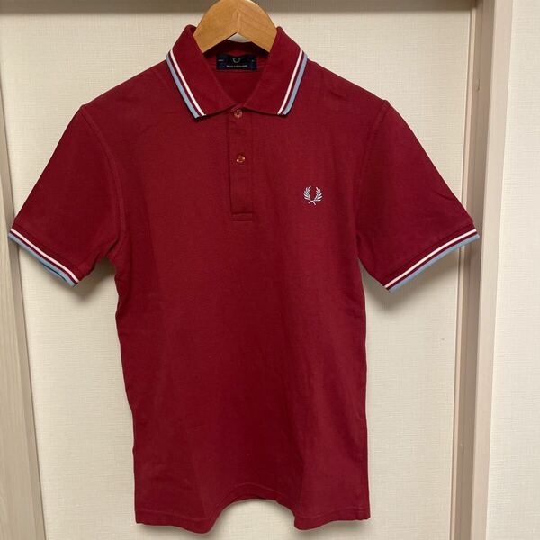 FRED PERRY M12 MAROONWHITEICE. size UK36 Made in UK