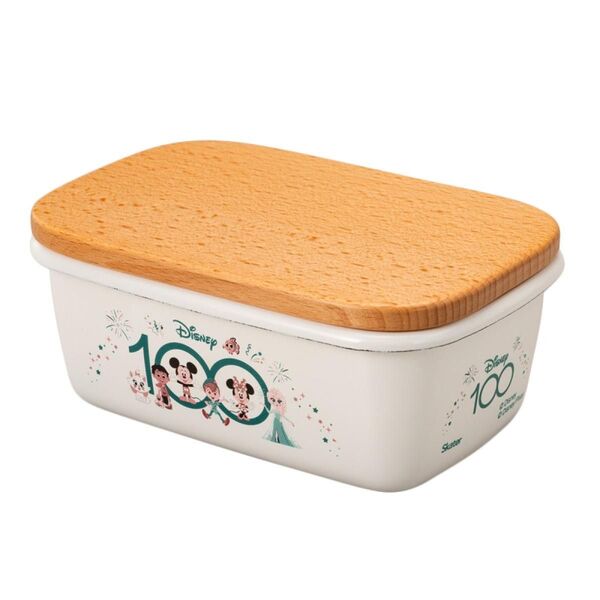 【新品未使用】ディズニー(DISNEY) 100周年 ホーロー バターケース スケーター ホーローバターケース木蓋付