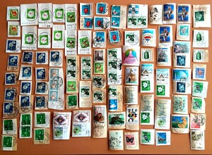 使用済み切手 106枚 満月印 準満月印 レア 希少 昭和40年代 50年代 60年代 等 切手 コレクション 満月 郵便番号は住所の一部 菊 金魚