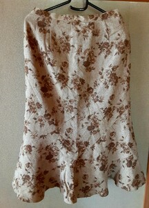 BON CILIE ボンシリエ スカート 日本製 ロングスカート フレアスカート 花柄 ウエスト64 裏地付き ブラウン 茶色 レディース 洋服 服 女性