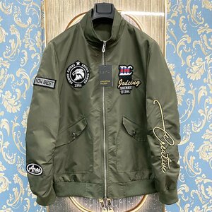  regular price 7 ten thousand *christian milada* milano departure * flight jacket * thin high class piece . gorgeous embroidery MA-1 USAF*TYPE military 2XL/52 size 