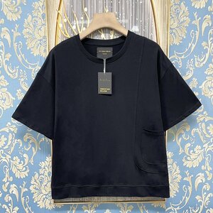 定価2万★christian milada・ミラノ発・半袖Tシャツ 薄手 快適 通気 定番 無地 洗練 カットソー プルオーバー スウェット メンズ 夏 M/46