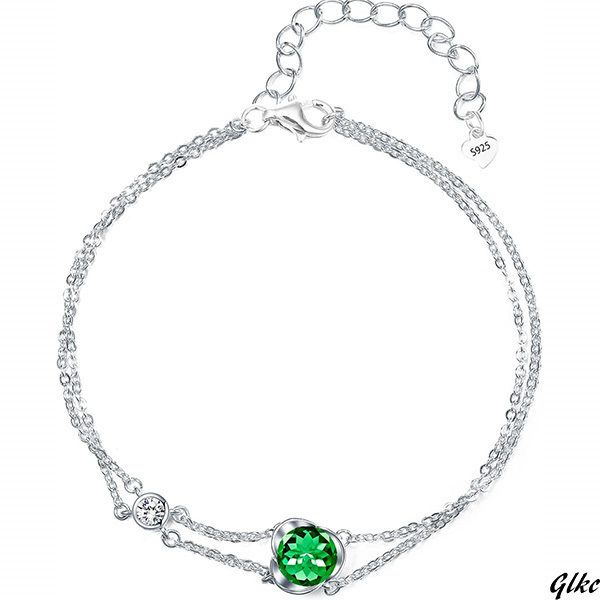 【誕生石が美しく輝くシルバーブレスレット】 カラフル 宝石 12ヶ月 誕生石 薔薇 花 シルバー アクセサリー 純銀