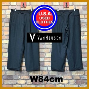 BP2-936★W84センチ位★USA直輸入★【VAN HEUSEN バンヒューゼン】2タック スラックス【W34×L29 メンズ L】濃グレー USA古着 ゴルフ