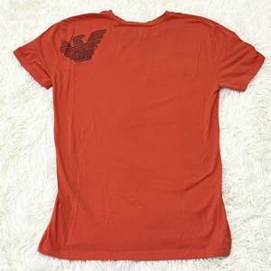 エンポリオ アルマーニ　EMPORIO ARMANI 半袖Tシャツ　Tシャツ　オレンジ　ビックロゴ　デカロゴ　大きいサイズ　XLサイズ　春夏 