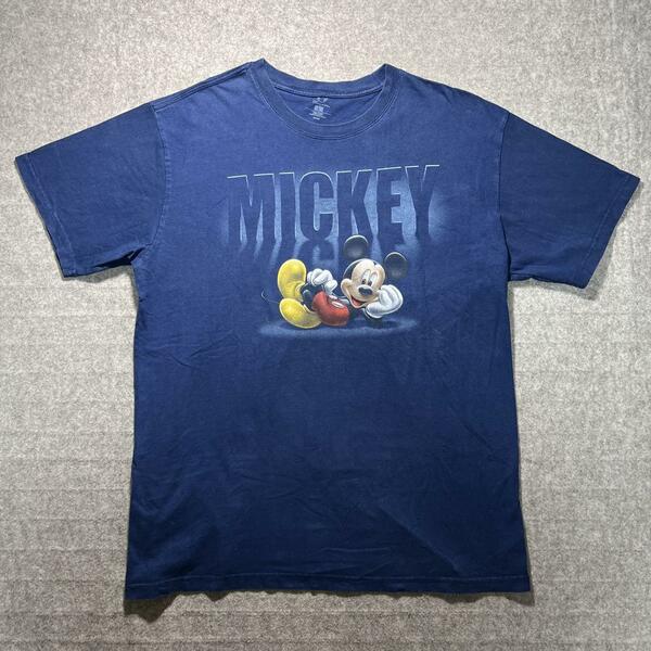 90's old Disney mickey Tshirt navy ミッキー