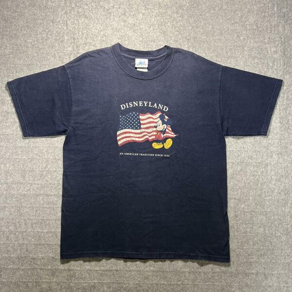 90's old Disney mickey Tshirt navy USA製