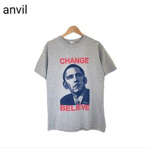anvil　Tシャツ　プリント　オバマ大統領　アメリカ　アメカジ　OBAMA　M
