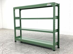 ★B★ サカエ　中軽量棚　天地4段　キャビネット　耐荷重200kg キャビネット　スチールラック　倉庫　工場　収納棚　グリーン