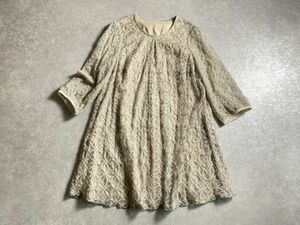 Fitme Moi◆春夏◆繊細な幾何学フラワー刺繍◎チュール ストレッチ エアリー カットソー ワンピース ◆日本製◆サイズEL◆フィットミーモア