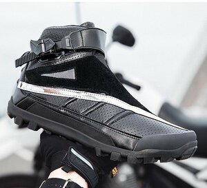 新品 ライディングシューズ メンズ バイクシューズ バイクブーツ スニーカー オートバイ用 靴 通気性 耐磨耗性 滑り止め ブラック 24.5CM