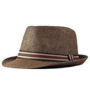 麦わら帽子 ブルトンハット 大人 天然草を編み上げ おしゃれ帽子 編み目が細かい ストローハット つばあり 紫外線対策 コーヒー