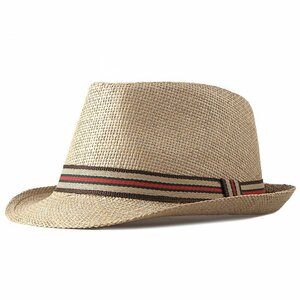 麦わら帽子 ブルトンハット 大人 天然草を編み上げ おしゃれ帽子 編み目が細かい ストローハット つばあり 紫外線対策 カーキ