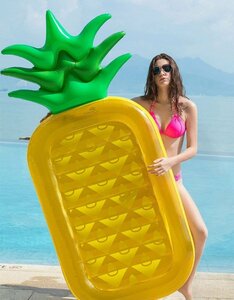 暑さ対策 パイナップル型 浮き輪 フロート 大人用 水上 プール フロート 強い浮力 水遊び プールパーティー 海水浴 日光浴 2人使用可能 190