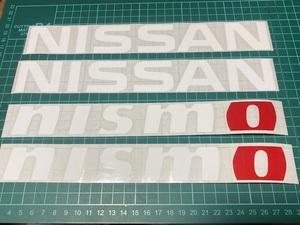 【送料込み】切文字ステッカー(NISMO白/赤2枚・NISSAN白２枚セット）計4枚セット