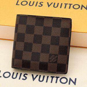 新型 LOUIS VUITTON ルイヴィトン ダミエ ポルトフォイユ マルコ 二つ折り コンパクト 財布 N61675