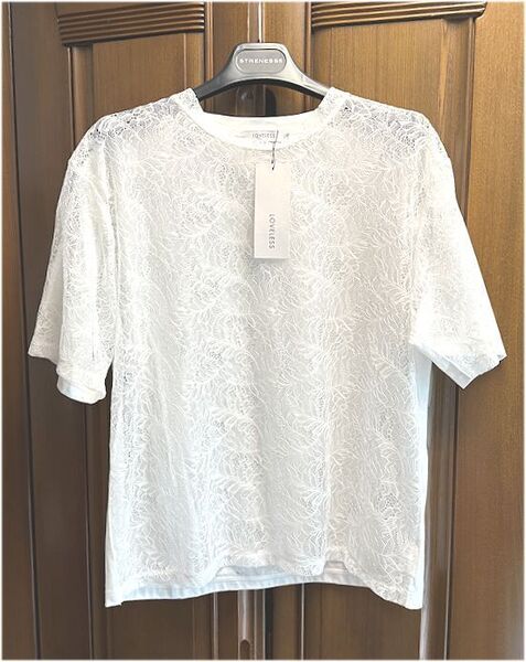 最終価格★LOVELESS ラブレス・三陽商会★フラワーレース・シアー切替ブラウス・ホワイト・34・ゆったりサイズ・¥15,400★未使用