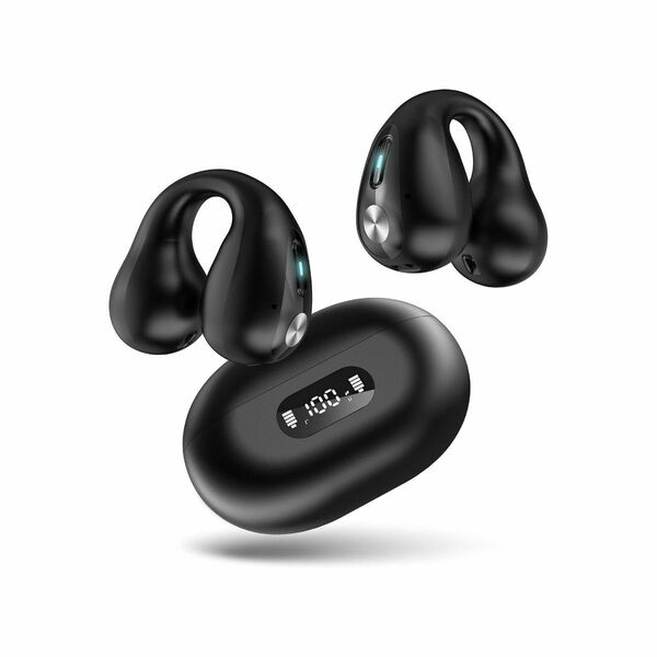 【新品】Alacoo 耳挟み式 Bluetooth 5.3 完全ワイヤレスイヤホン ブラック