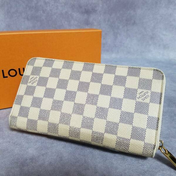 【良好　クリーニング済】 LOUIS VUITTON　ルイヴィトン　ダミエ　アズール　ジッピー　オーガナイザー　ラウンドファスナー長財布　N60012