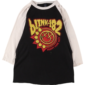 古着 タルテックス TULTEX BLINK182 ブリンク182 七分袖 ラグラン バンドTシャツ バンT メンズS /eaa453575