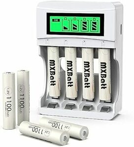 MXBatt 充電池 ニッケル水素電池 単4電池 充電式 LCD急速充電器セット単4形充電池 8本 充電池 充電器 電池と充電器の
