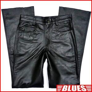 即決★GENUINE LEATHER★新品 W31 レザーパンツ ジェニュインレザー メンズ 黒 本革 ライダースパンツ パンクロック ツーリング タグ付き