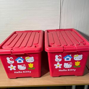 サンリオ ハローキティ 収納ケース おもちゃ箱 トイボックス レッド 平成レトロ プラスチック製 2個セット