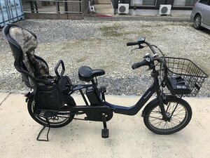 T10　中古電動アシスト自転車 1円売切り！ パナソニック ギュットアニーズ 青 前カゴ後チャイルドシート付 配送エリア内は送料3800円でお届