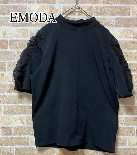 EMODA エモダ シャツ フリル ブラック スナップ Tシャツ トップス ブラウス