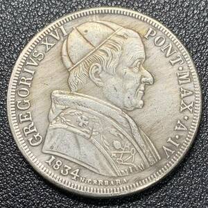 銀貨　古銭　1834年　バチカン市国　グレゴリウス16世　バイオッキ　コイン　硬貨　