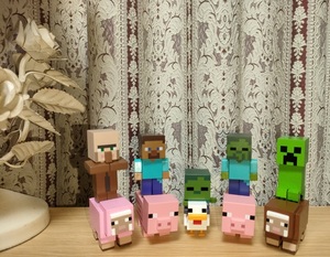 ＊良好＊MINECRAFT＊マインクラフト＊チキンジョッキー＊ゾンビ＊村人＊ブタ＊クリーパー＊ミニフィギュア＊フリュー＊FuRyu＊9点セット＊