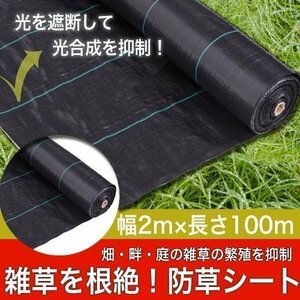 ▼防草シート 2 ｍ × 100 ｍ 大面積専用 1本 3メートル 100メートル ソーラーパネル 向け 除草 園芸 シート 庭 ガーデニング 黒 ブラック