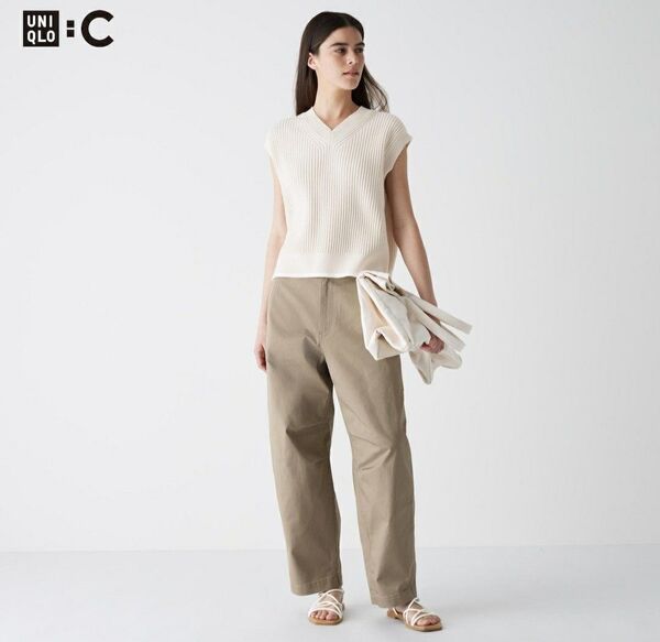 ユニクロU ワイドフィットチノパンツ UNIQLO ワイドパンツ (カラー:ベージュ)
