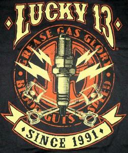 ★ラッキー13 Tシャツ LUCKY13 PLUG 黒 L 新品 50s von dutch hot rod ホットロッド