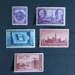 アメリカ 1946年 記念切手 5種ロット NH