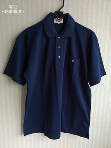 ◆美品◆バラクータ　BARACUTA　メンズ　ポロシャツ　ネイビー　Mサイズ（半袖シャツ　ワンポイント　刺繍　日本製）