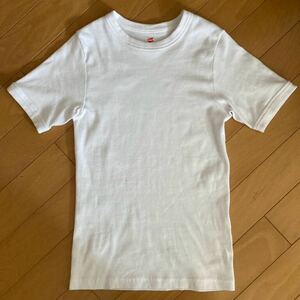 【Hanes / ヘインズ】BEEFY リブクルーネックTシャツ　半袖 白 Sホワイト 定価2,640円